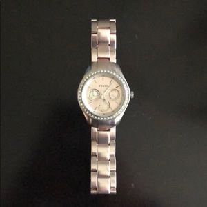 Fossil rose gold watch with diamonds